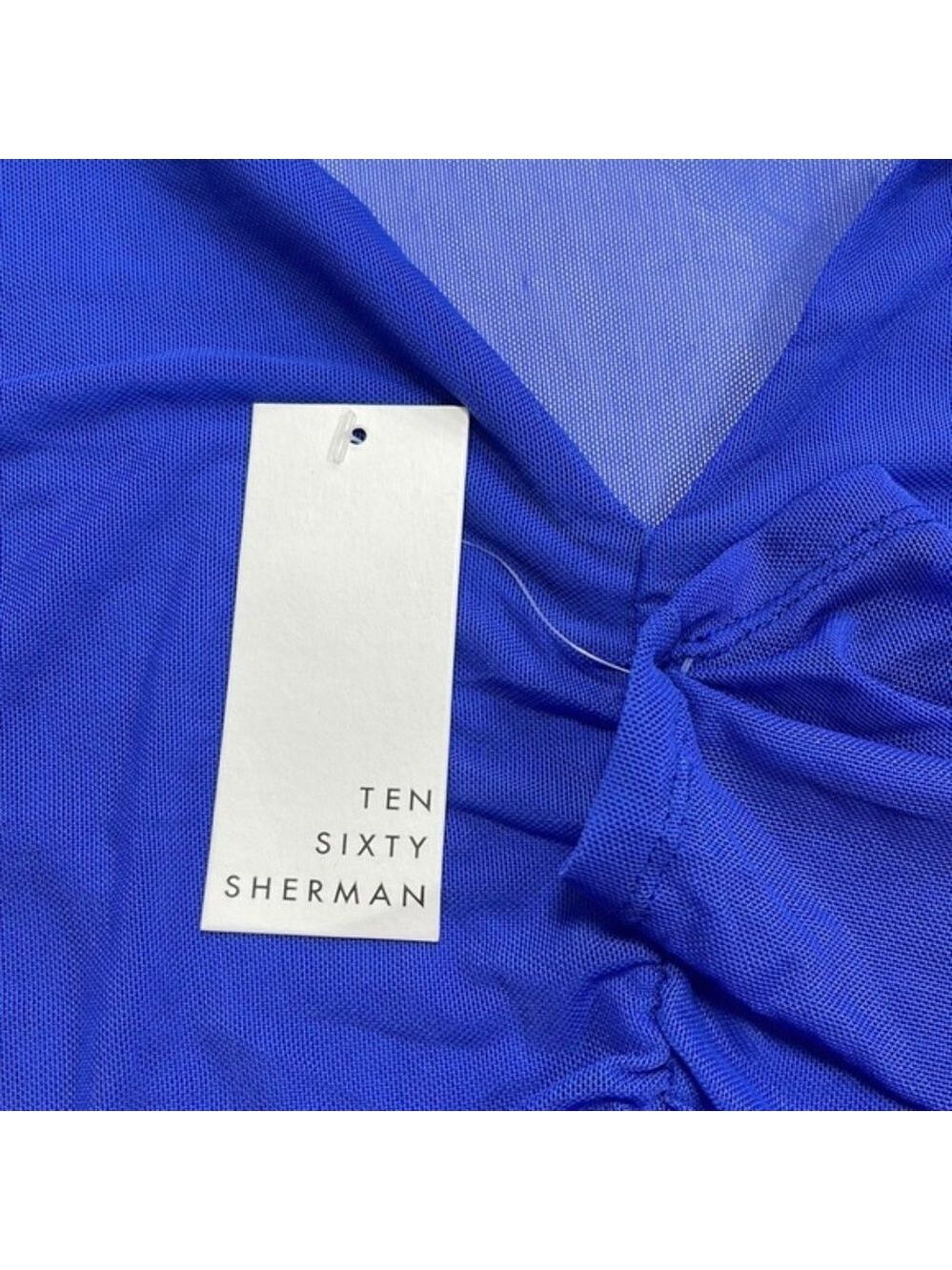 Ten Sixty Sherman Mesh Solid Print Ruched Top - Picture 7 of 7